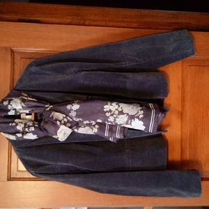 LOFT Faux Velvet Jacket and Lightweight Floral Scarf